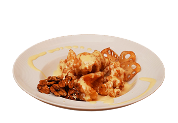 steam nyc deep fried jumbo shrimp w. house special fruit sauce